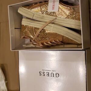 Guess gold sneakers tennis shoes size 9.5